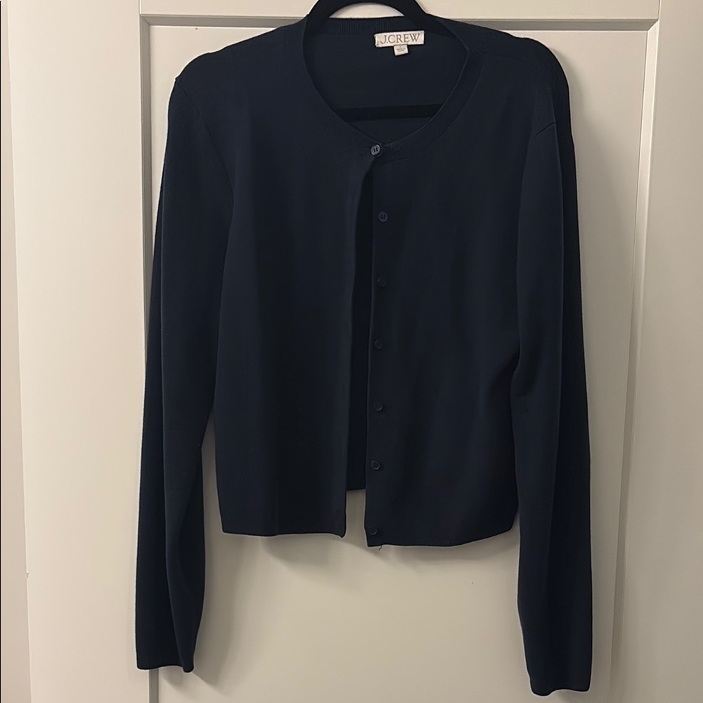 J. Crew Women's Classic Navy Cardigan Sz Large